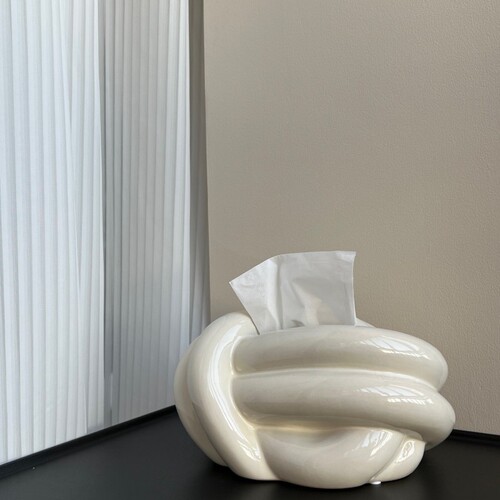 Creative Life Knot Fun Tissue Box Living Room Coffee Table Dining Table Bedroom Ceramic Tissue Box Personalized Cute Home Use
