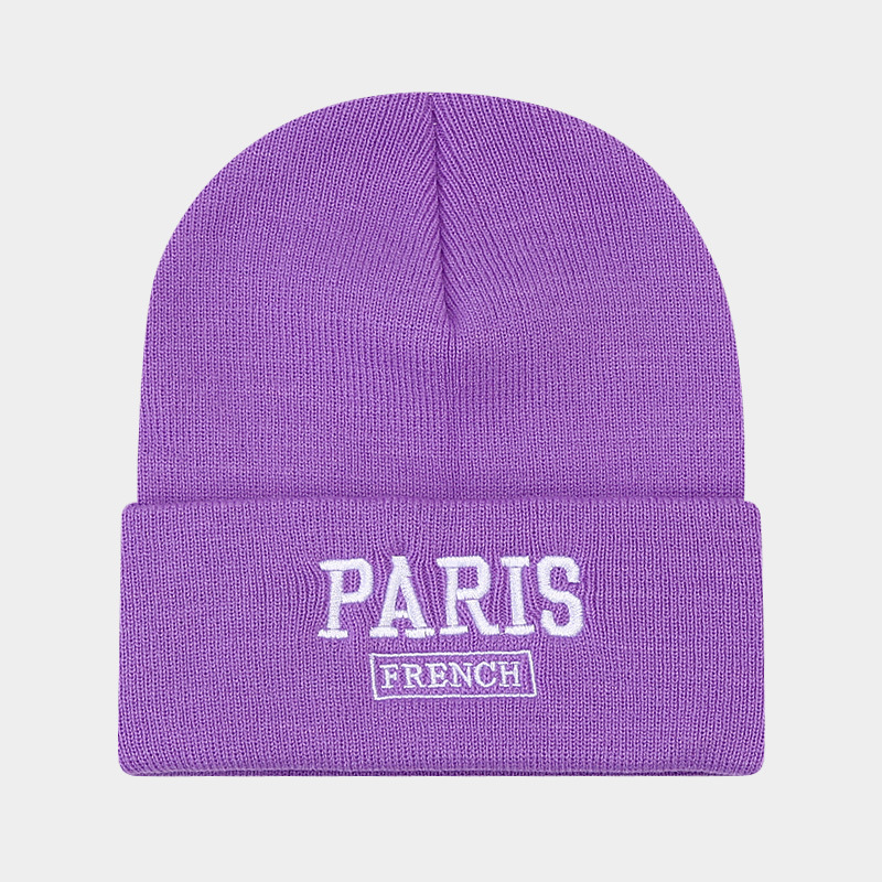 Korean version of Instagram large edition knitted for women with small embroidered letters, woolen pullover hat, big_voghion.com