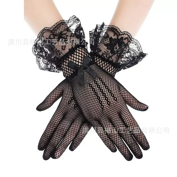 Amazon's best-selling solid color fishnet lace gloves with bow headpiece for bridal weddings, evening parties, and photo shoots