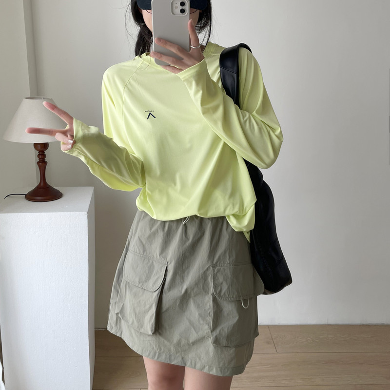 Ice cold! Light Sunscreen T-shirt Base Shirt Quick-drying Water-repellent Workwear Culottes
