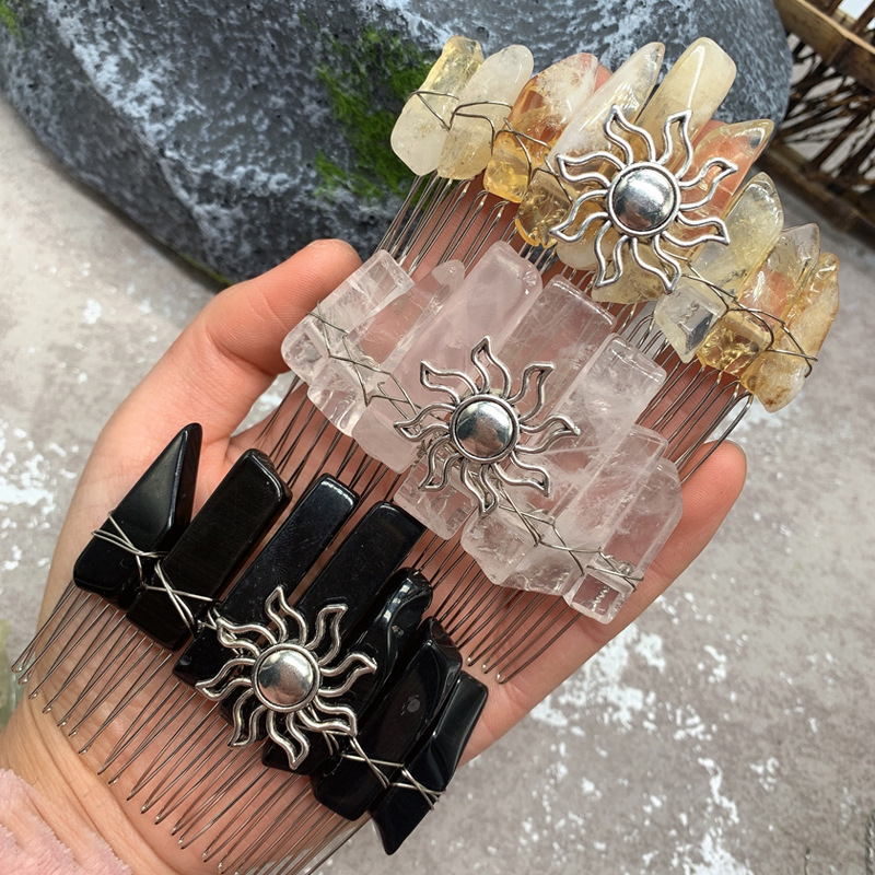 Fashion Sun Color Block Crown Crystal Insert Comb 1 Piece display picture 1