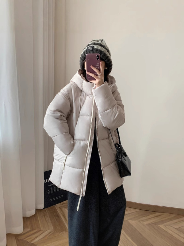泡芙感轻柔面包服2025冬季新韩版宽松连帽棉服女中长款棉衣女外套|undefined