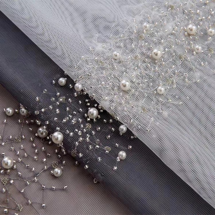 Modern Minimalist Solid Color Curtains with Bead Embroidery, Sheer Curtains for Bedroom, Living Room, Bay Window, Ready-Made Sheer Curtains Wholesale, Light Luxury