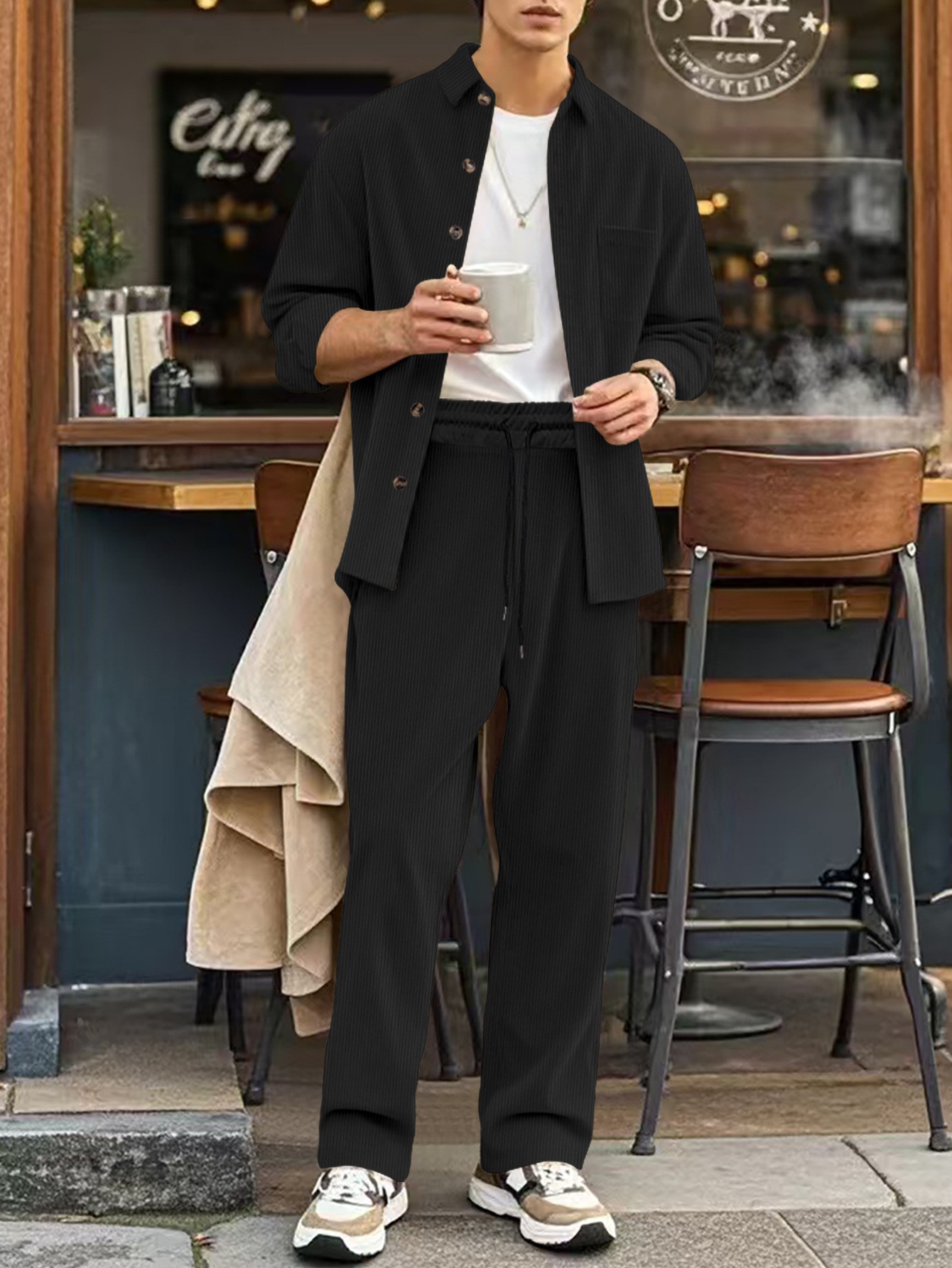 Completo uomo camicia e pantaloni in velluto a coste autunno_voghion.com