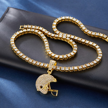 跨境个性橄榄球头盔吊坠小众嘻哈街头设计感网球链配饰一件代发