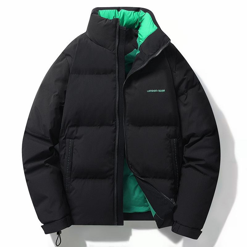 Down Jacket for Men's Winter Thick and Warm Standing Collar Bread Jacket with Trendy Brand Loose Oversized Cotton Jacket_voghion.com