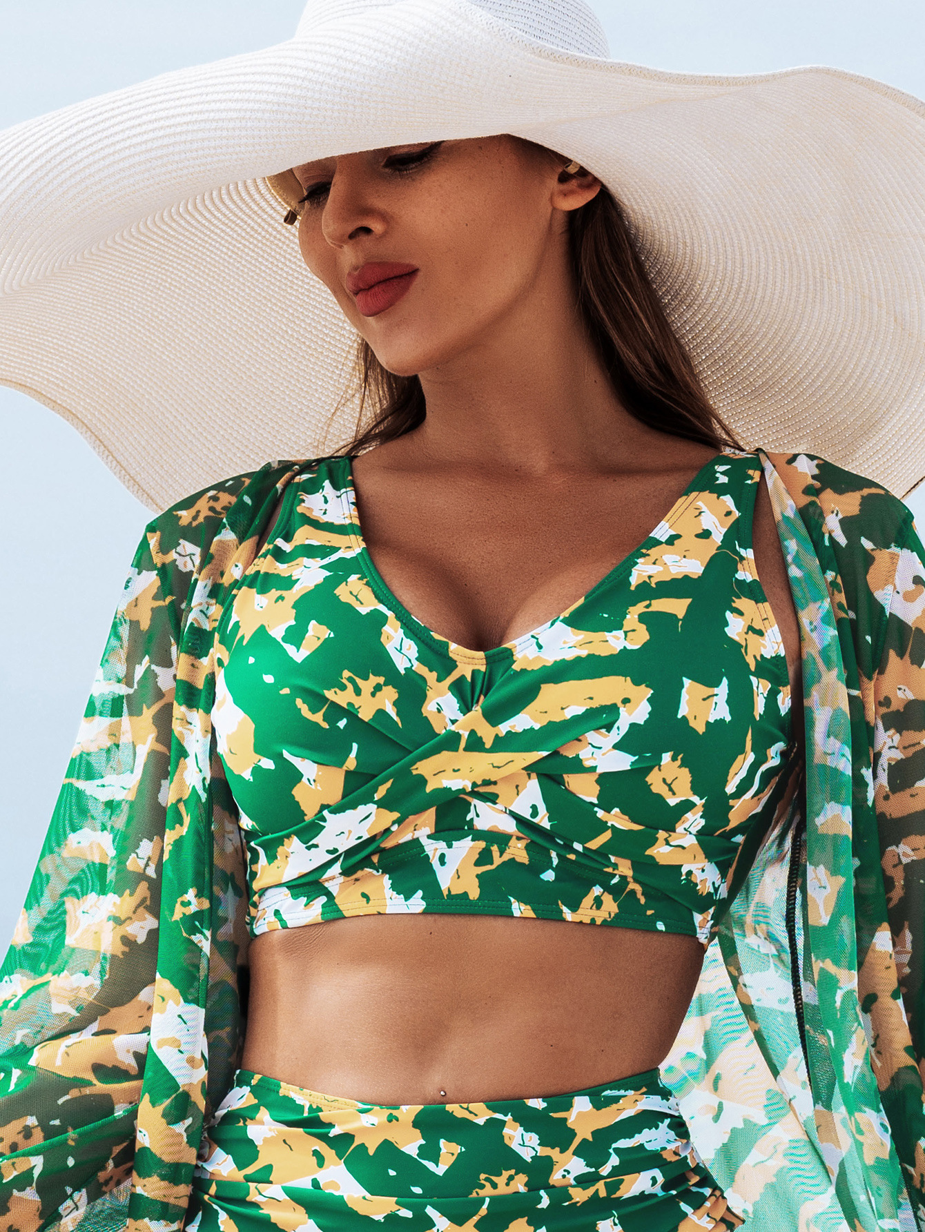 Femmes Élégant Femme Impression Ensemble De 3 Pièces Bikinis Vête De Maillot De Bain display picture 22