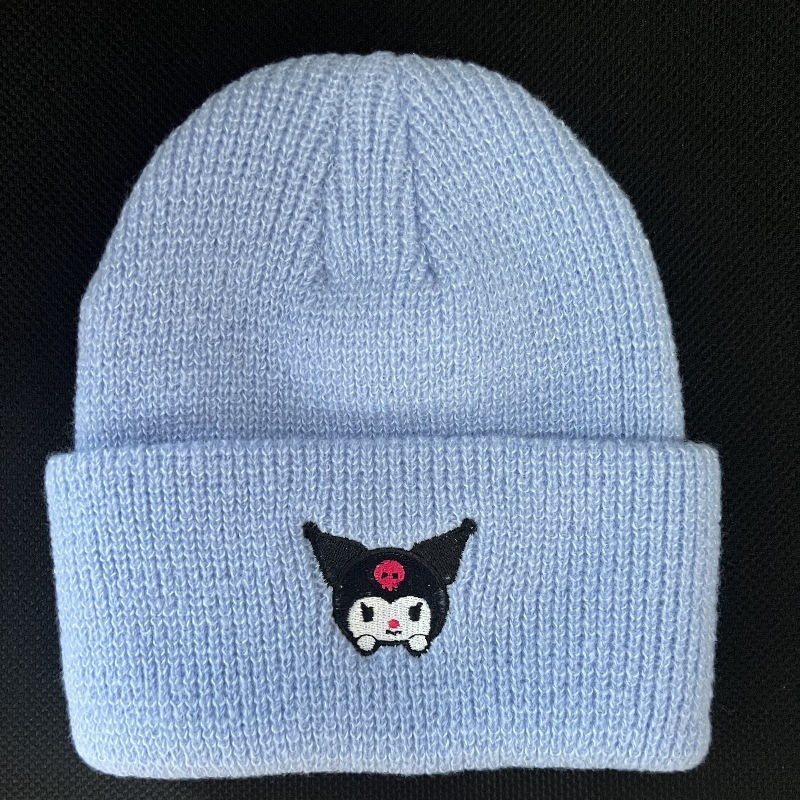 かわいい子猫刺繍ニット帽子ヨーロッパとアメリカの漫画猫ウール帽子クロミ暖かい帽子カップルプルオーバー帽子|undefined