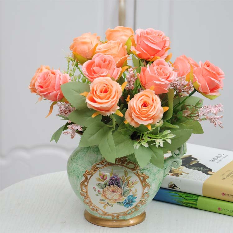 Cabeza de flor artificial mango flor Rosa celebración flor boda decoración hogar botella flor accesorios decoración Europea ramo flor falsa