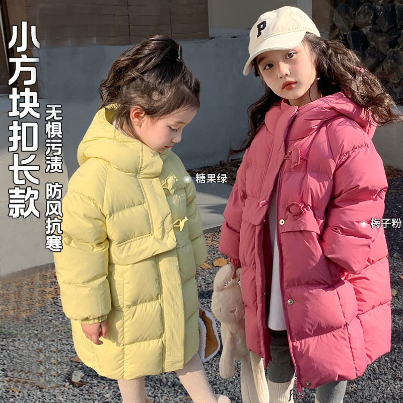 2025新款儿童防寒服中长款男童加厚长外套冬季女童宝宝绒丝中长款