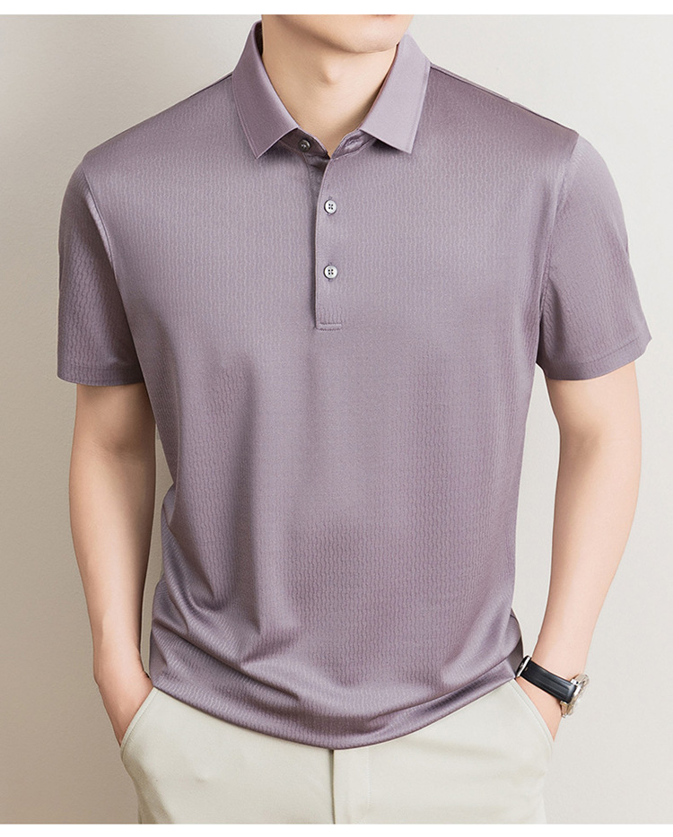 Áo polo nam tay ngắn cổ bẻ chất lụa mulberry cao cấp — Xanh lá cây nhạt8879 chi tiết 15