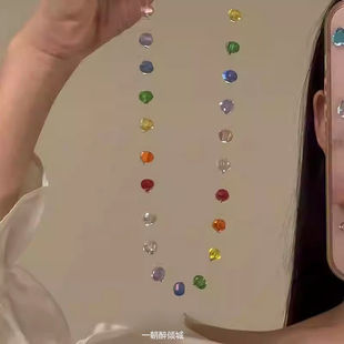 "Glass Sea Dreams" Dopamine Flash Color Beaded Necklace Spring and Summer Sweet Simple Niche Personality Clavicle Chain