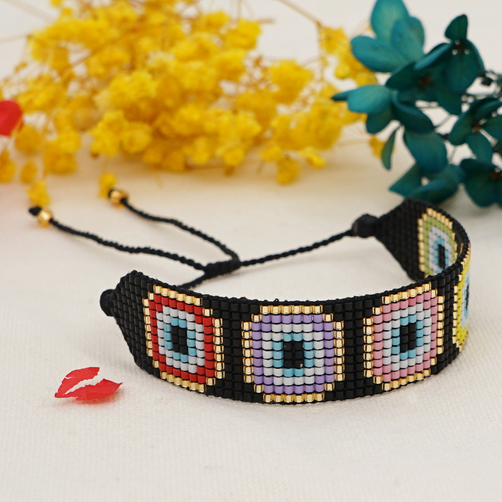 Wholesale Jewelry Ethnic Style Miyuki Bead Hand-woven Demon Eye Bracelet Nihaojewelry display picture 3