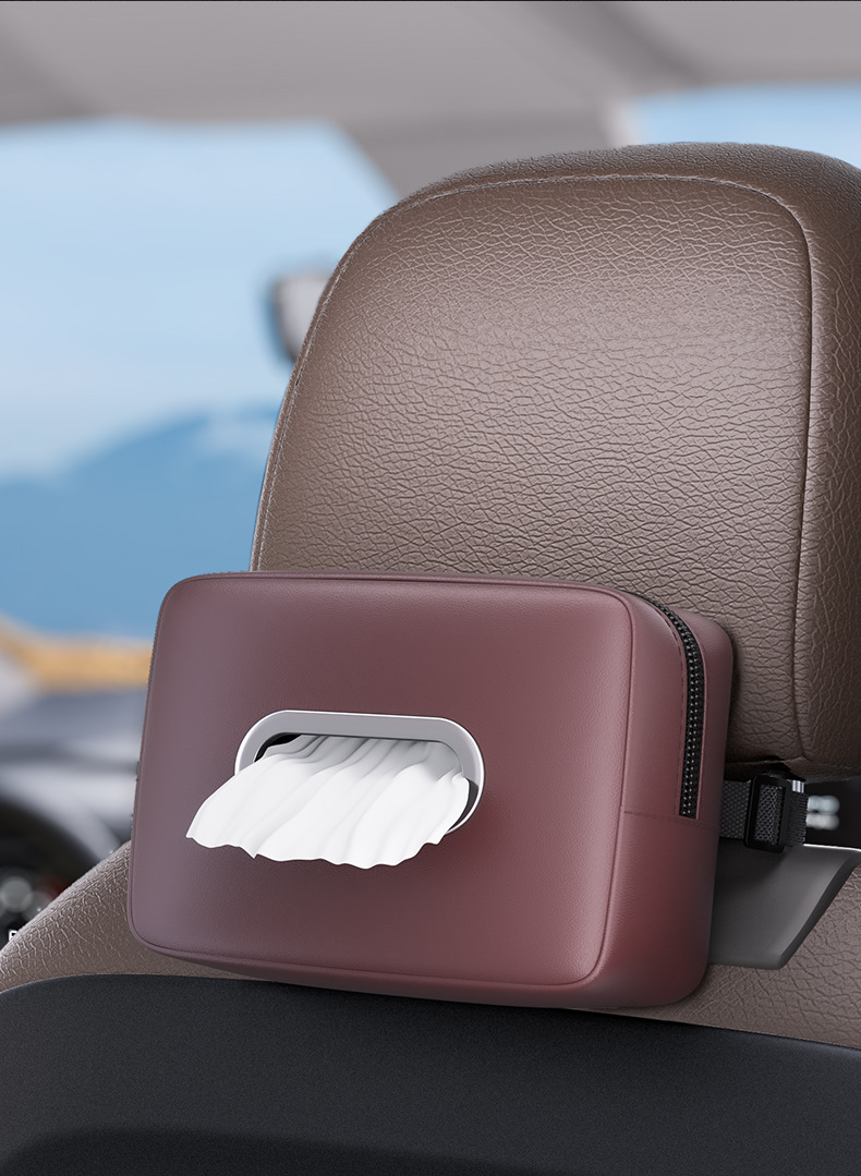 Car Tissue Box Multifunctional Seat Back Hanging Car Tissue Box Armrest Box Nappa Leather Car Tissue Box