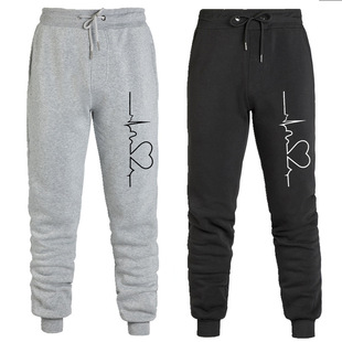 2023 Spring and Autumn new European and American cross-border men's and women's sports trousers men's fleece-lined plus size casual sweatpants factory wholesale