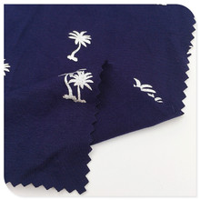 供应针织人棉氨纶汗布银泊烫银印花面料240G弹力