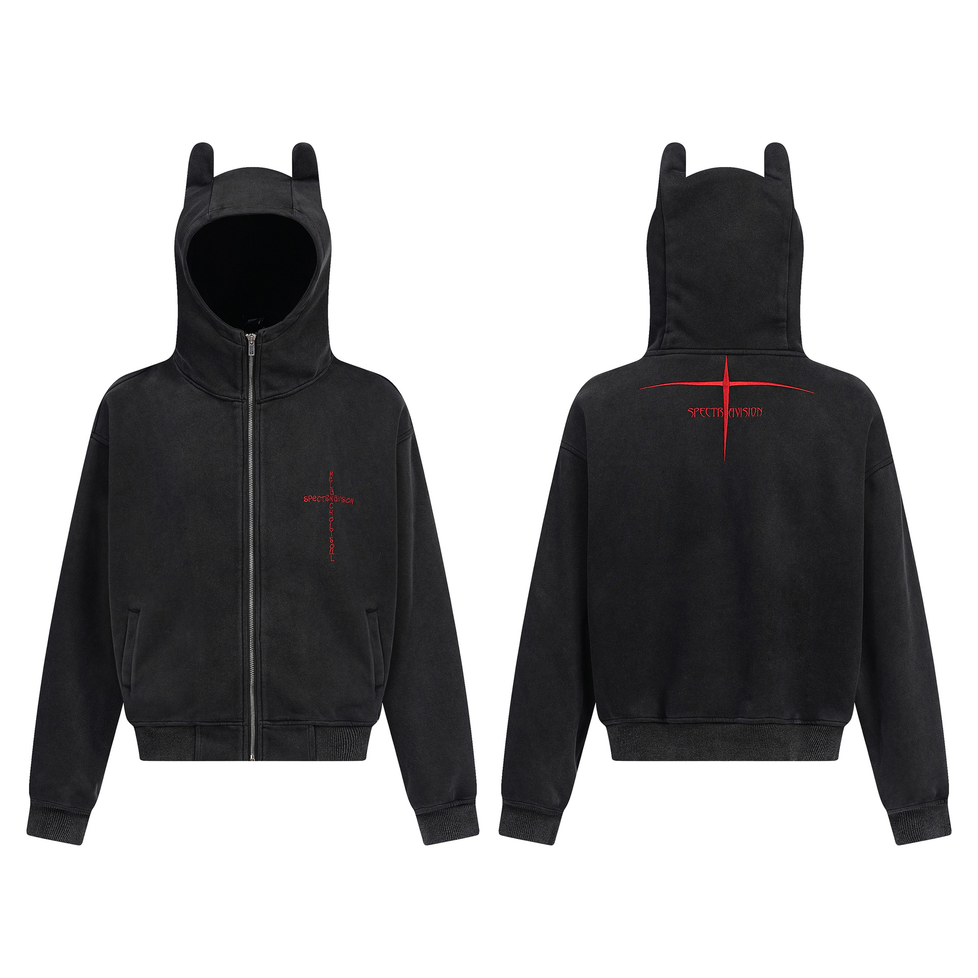 Jiayiku Roupas Masculinas 2025 Novo Estilo Americano de Rua Moletom com Capuz Primavera e Outono Orelhas de Diabinho Cardigã Lavado com Zíper_voghion.com