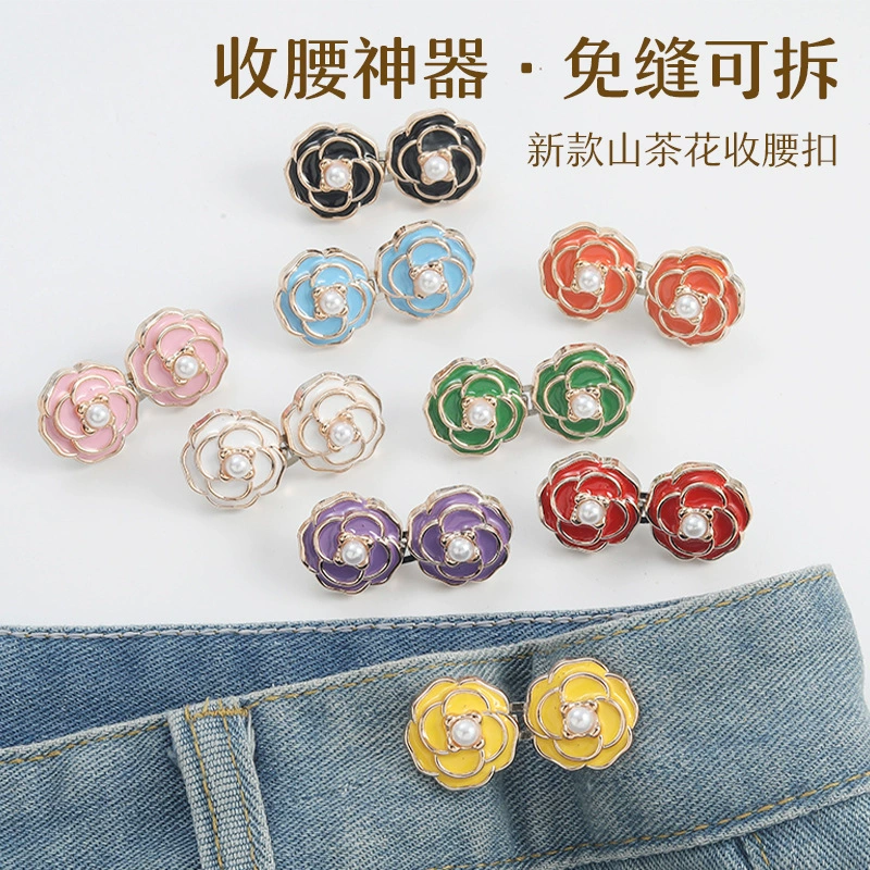 Жемчужная Камелия, обтягивающая Талия, артефакт, пряжка на талии, съемная пряжка для джинсов без швов, маленькая пуговица на талии