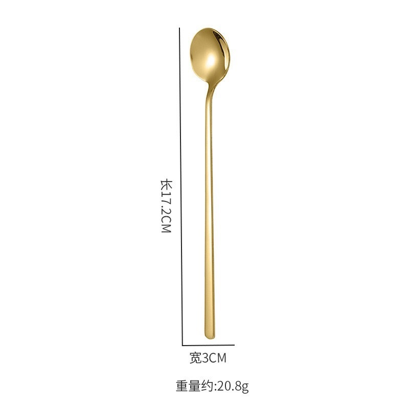 304ステンレス小さな丸いスプーン韩国式クリエイティブコーヒー豆长柄撹拌子供スプーン食器デザートコーヒースプーン|undefined