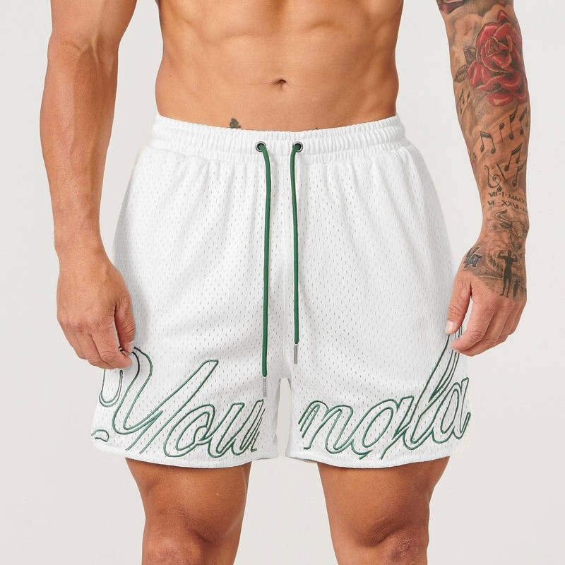 Youngla American-Style Sports Running Marathon Basketball Fitness Training Breathable Quick-Drying Single-Layer Mesh Shorts for Men