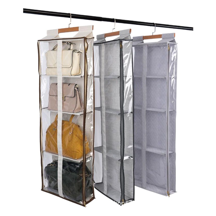De gama alta totalmente cerrado a prueba de polvo doble puerta de la cremallera de oro de la pared trasera bolsa de almacenamiento bolsa colgante bolsa de armario bolsa de almacenamiento de sombrero
