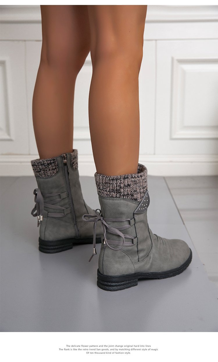 Large Size Short Boots Women Fashion Explosion Outer Boots Women Solid Color Low Heel Short Boots_voghion.com