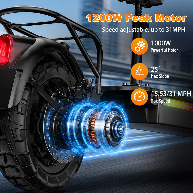 European and American overseas warehouse cross-border electric scooter with long range, 10-inch foldable, 1200W high power, long range for adults
