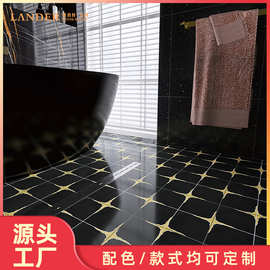 批发黑色方块异形金属洞石水刀切割大理石电视背景墙石材马赛克