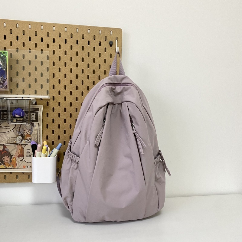 旅游轻便高级感小众双肩包大学生通勤初中女生书包日韩系简约背包|undefined