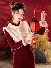 红色旗袍拜年服女大人蛇年本命年连衣裙新中式新年过年战袍套装冬