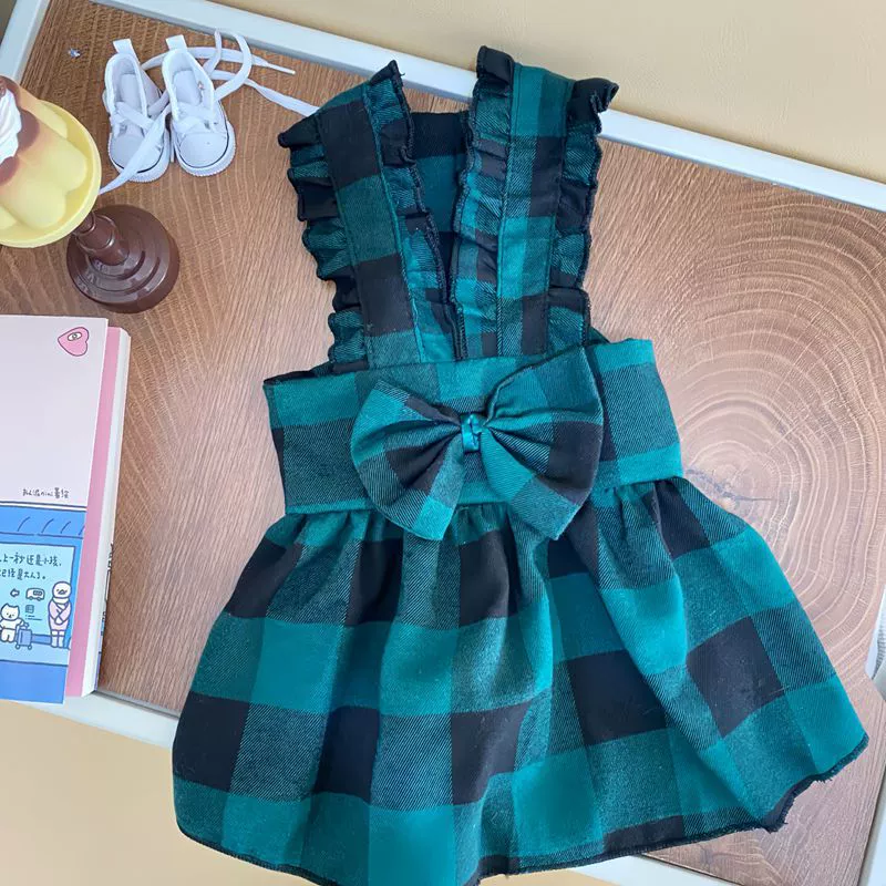 Новая юбка для питомца Тедди Бишон, юбка в стиле принцессы, дышащая милая клетчатая юбка для собак, одежда для домашних животных