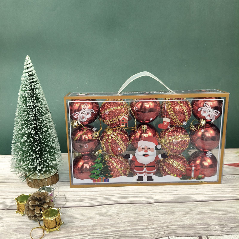 El comercio exterior se vende bien, juego de bolas de espuma de bolas de Navidad rojas, juegos de bolas de nieve coloridas de pino, adornos de árbol de Navidad de 6 cm