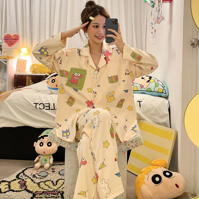 Cross-Border Cream Style Mr. Crocodile Cartoon Pajamas Women's Spring and Autumn Long-Sleeved Trousers Fashionable Home Clothes Wholesale Cross-Border Cream Style Mr. Crocodile Cartoon Pajamas Women's Spring and Autumn Long-Sleeved Trousers Fashionable Home Clothes Wholesale