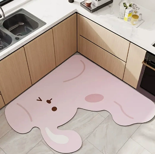 Симпатичный мультяшный диатомовый грязь кухонный коврик диатомовый грязь впитывает воду и масло, устойчивая к грязи L-образный коврик для ног в помещении