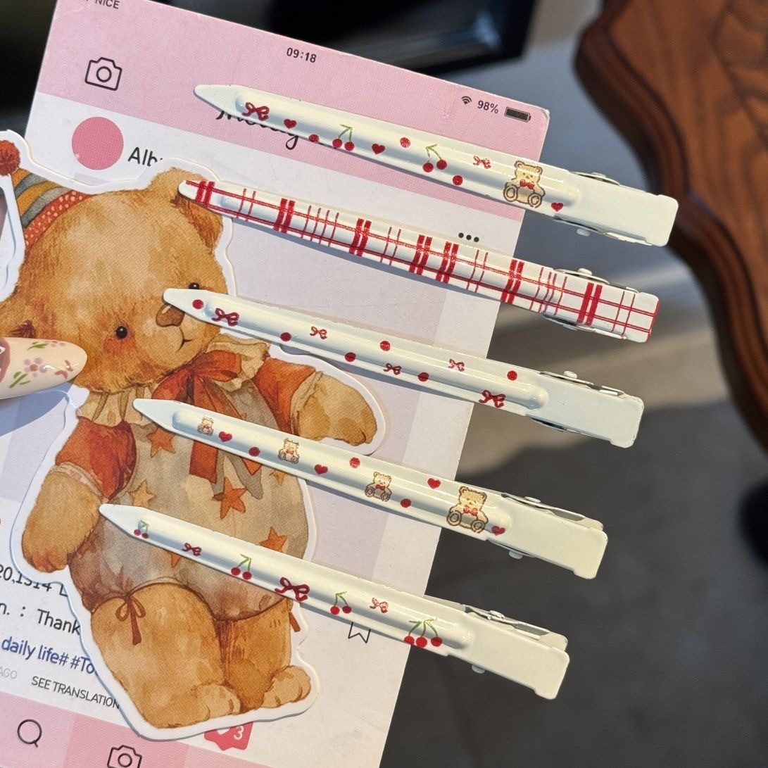 Cartoon Bear Seamless Hair Clip for Women, Makeup Positioning Clip, Bangs Clip, Hairpin, Duckbill Clip, Hair Clip