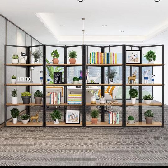 Screen Bookshelf Office Flower Rack Storage Rack Iron Partition Industrial Style Storage Rack Display Rack Display Rack Shelf