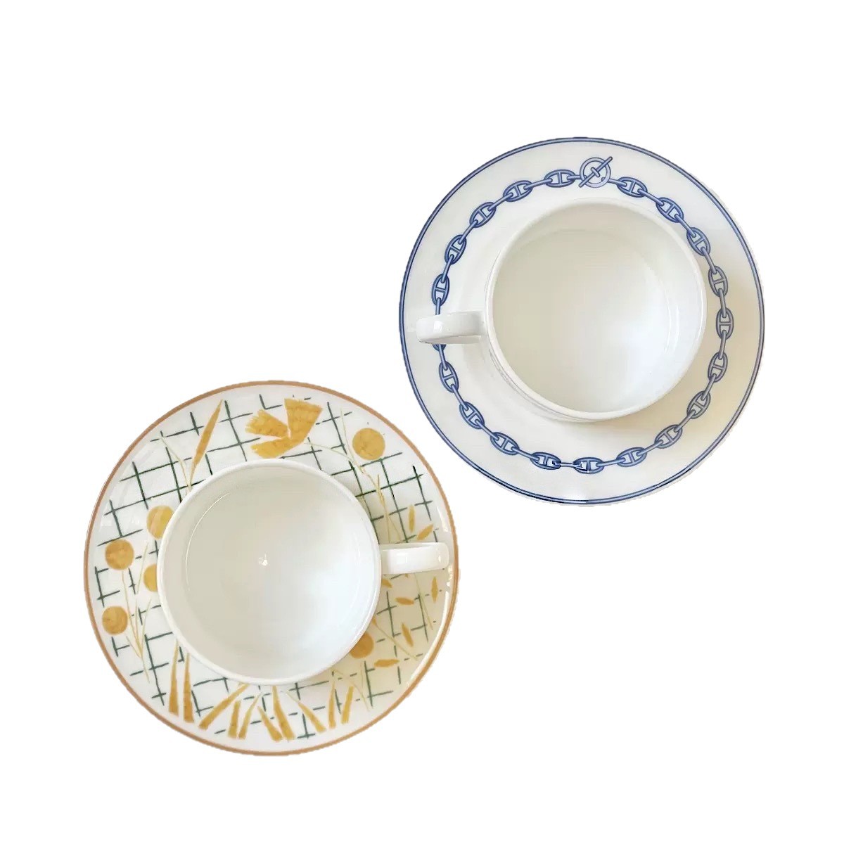 Corte europea transfronteriza retrógrada taza de café de porcelana casera doble taza de plato taza de cerámica taza de té de la tarde pareja