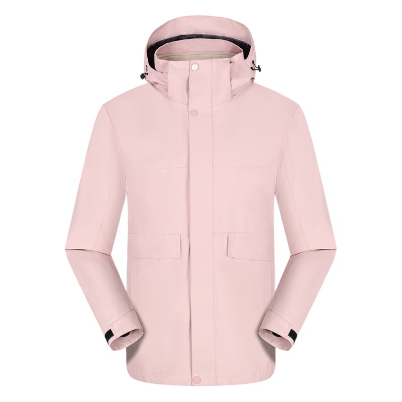 Al aire libre a prueba de lluvia a prueba de viento engrosada abrigo tres en uno desmontable de alta densidad de visón chaqueta de forro de terciopelo logotipo personalizado