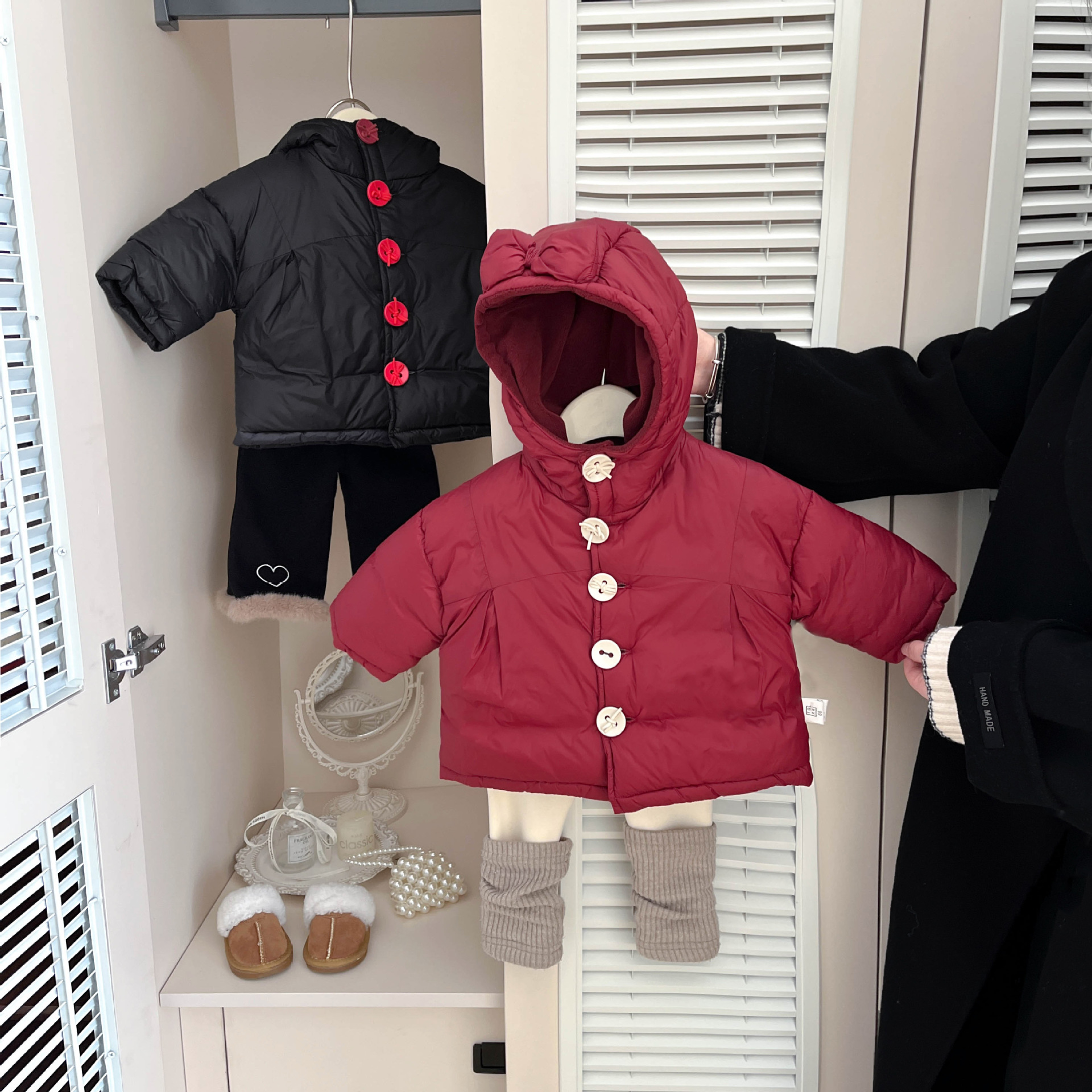 Bebé rojo de Año Nuevo, ropa de invierno para bebés, ropa de invierno para niños, ropa de algodón con capuchón de invierno