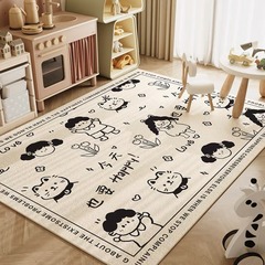 漫画風リビングルームカーペット寝室クリスタルベルベット子供用フロアマット家庭用吸水ソファ滑り止めフットマット椅子用クロールマット