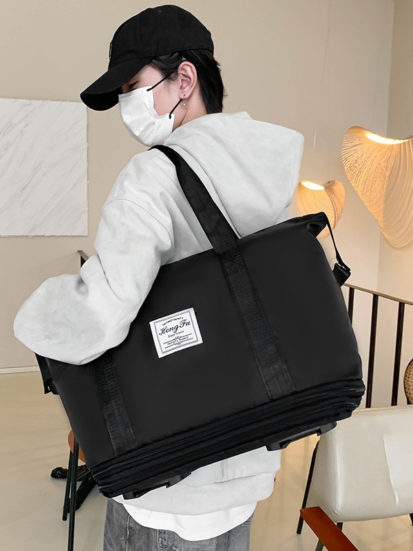 Bolsa de viaje, rueda universal de gran capacidad, bolsa de almacenamiento para estudiantes en viaje de negocios, bolsa de lona expandible impermeable, separación en seco y húmedo