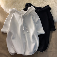 香港潮牌短袖男夏季chic港风简约男女情侣连帽T恤