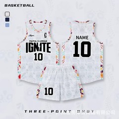 アメリカンバスケットボール服セット子供男女成人競技速乾運動訓練ユニフォーム印刷番号プリント