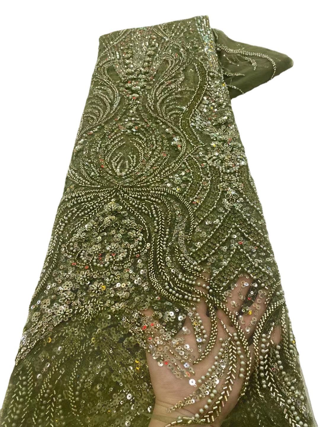 Grano de encaje stock suministro de malla cuentas tubo tela vestido de novia bordado encaje JX3088