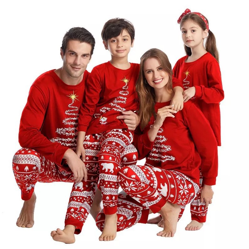 2023 eBay europeo y americano nueva ropa navideña para padres e hijos pijamas estampados navideños ropa para el hogar árbol de Navidad venta caliente