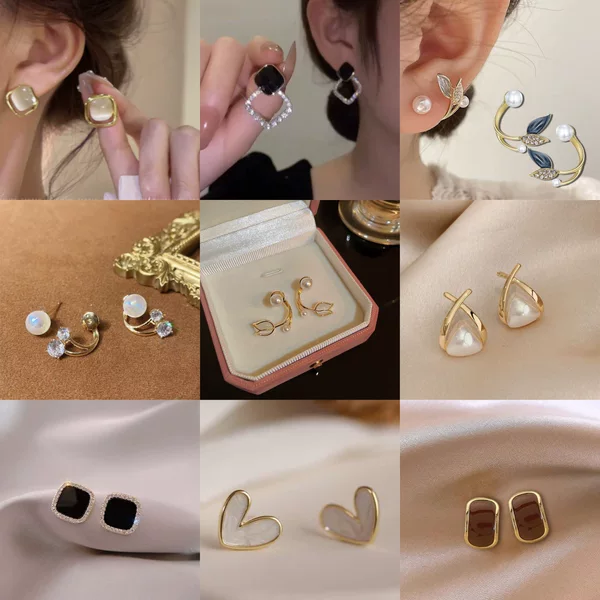 Special Offer Hot-Selling Fashionable Commuter Simple Small Earrings Night Market Stall Gentle Chanel-Style Rhinestone Butterfly Earrings Wholesale