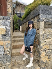 vtg蓝调复古小香编织牛仔外套女韩系美式气质百搭牛仔上衣G082903