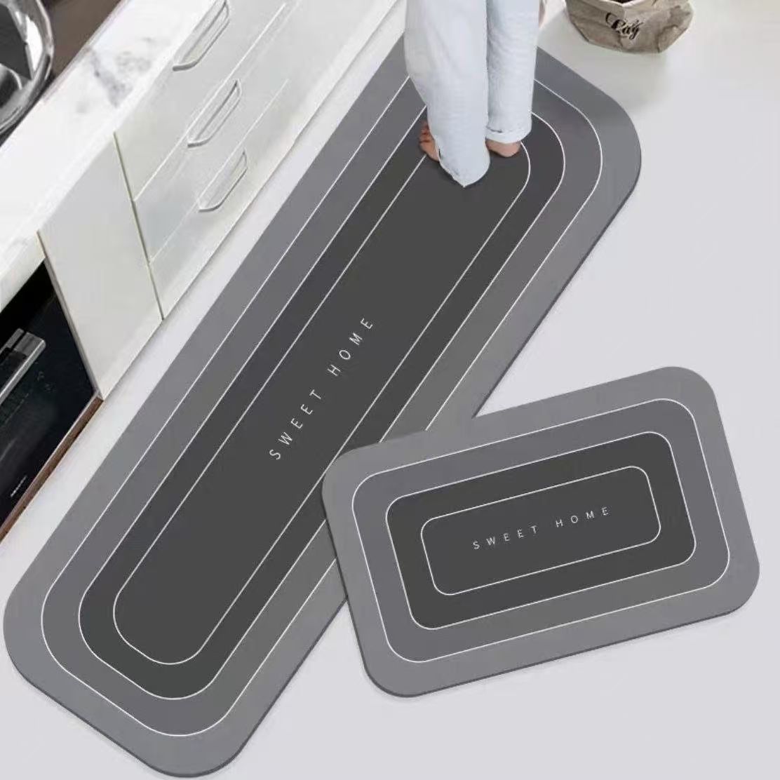 Alfombrilla suave de barro de diatomeas, alfombrilla absorbente para el hogar, cocina, alfombrilla moderna simple absorbente antideslizante de secado rápido para puerta del baño