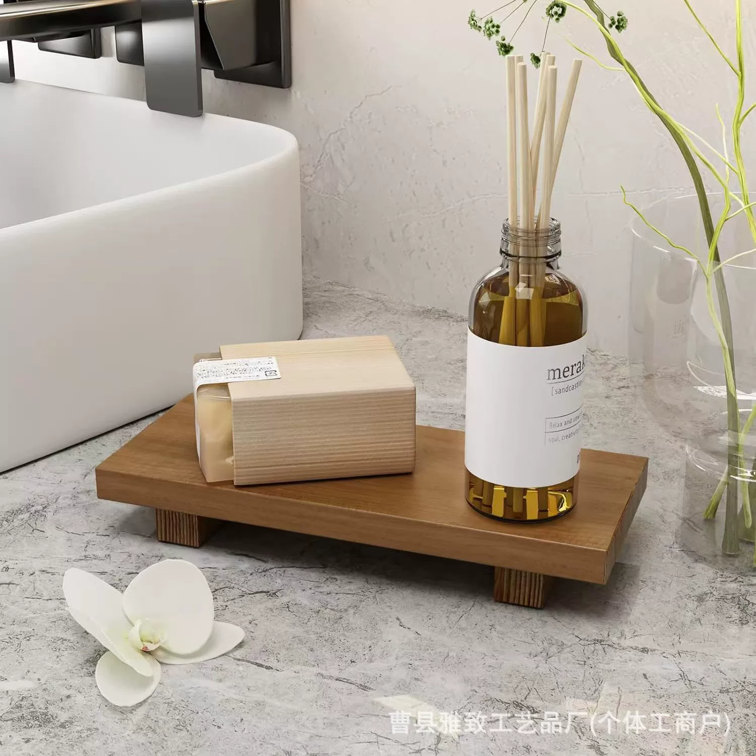 Отель деревянные туалетные принадлежности поднос основание ванная комната мыльный поднос из массива дерева высокой ноги ароматерапии подсвечник подставка для украшения