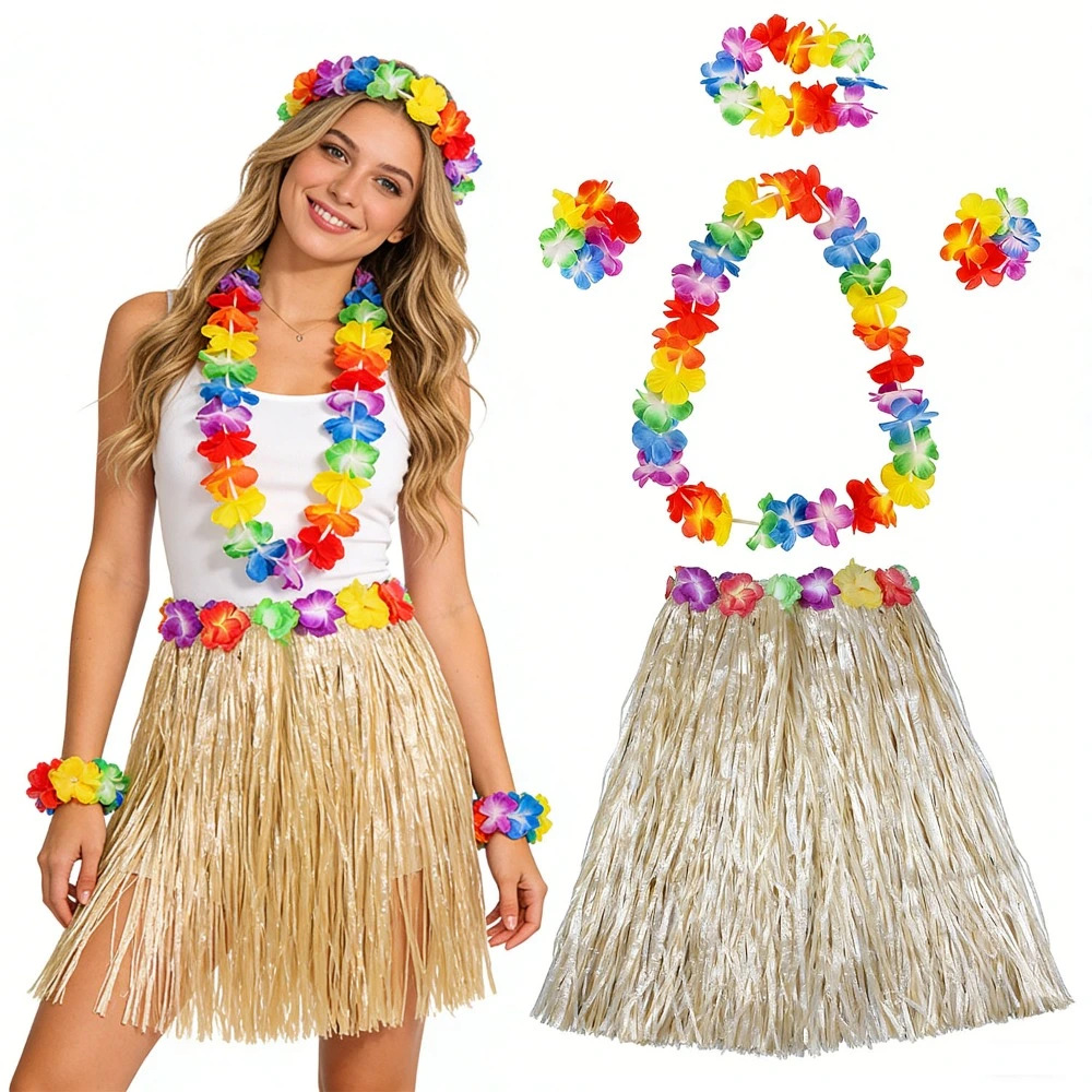 Traje de Guirnalda + falda de paja de 60 cm